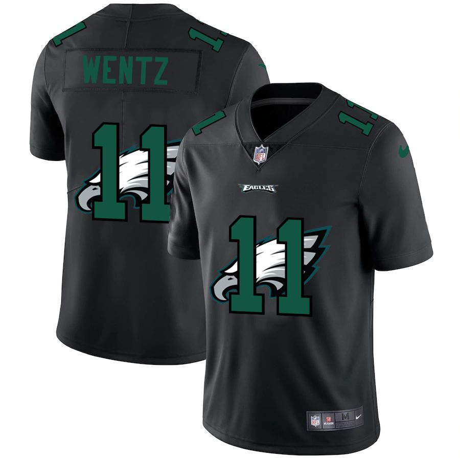 Men Philadelphia Eagles 11 Wentz Black shadow Nike NFL Jersey